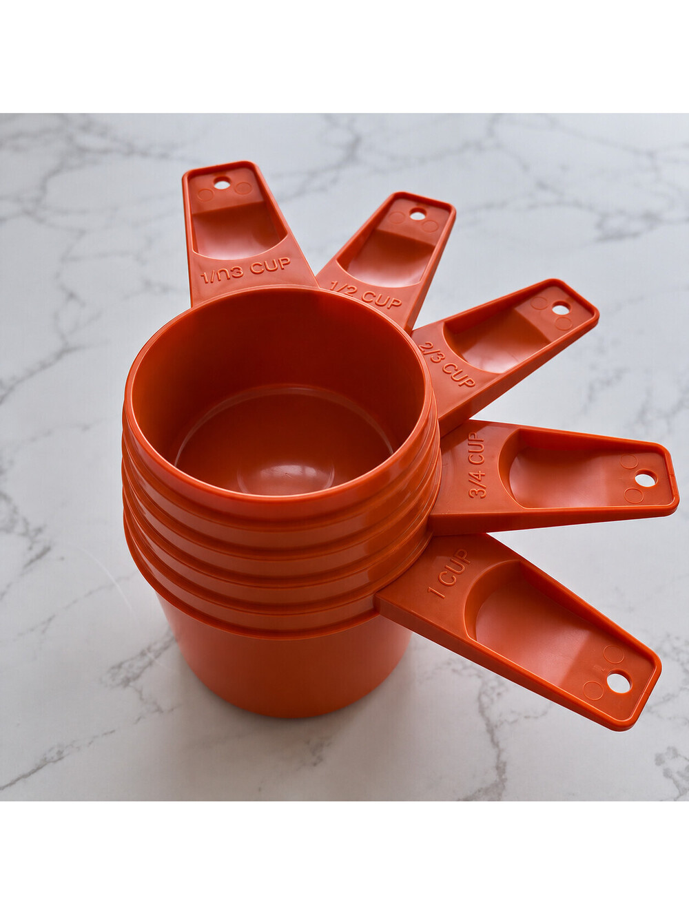 Vintage Tupperware Orange Measuring Cups MCM Set of 5 Nesting 1/3 to 1 Cup Retro